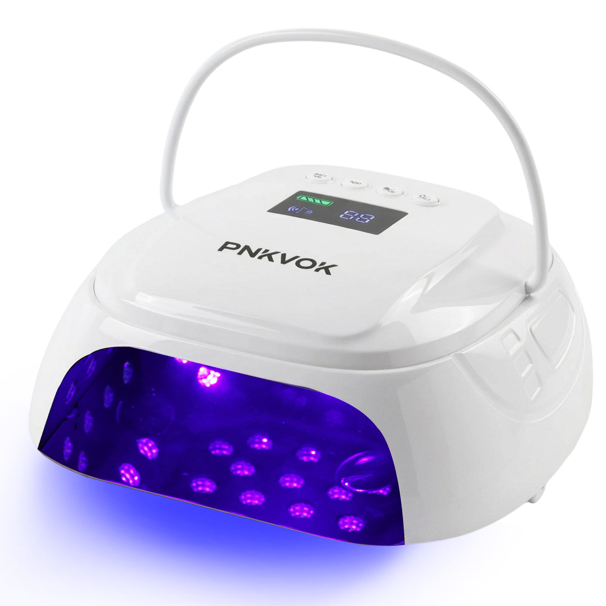 PNKVOK 126W Professional Cordless UV LED Nail Lamp, Cures Black & Dark Gel Polish Completely, Rechargeable Nail Light Dryer with 45 Dual-Wavelength Beads (365 - 405nm), 4 Timer Setting for Salon Home