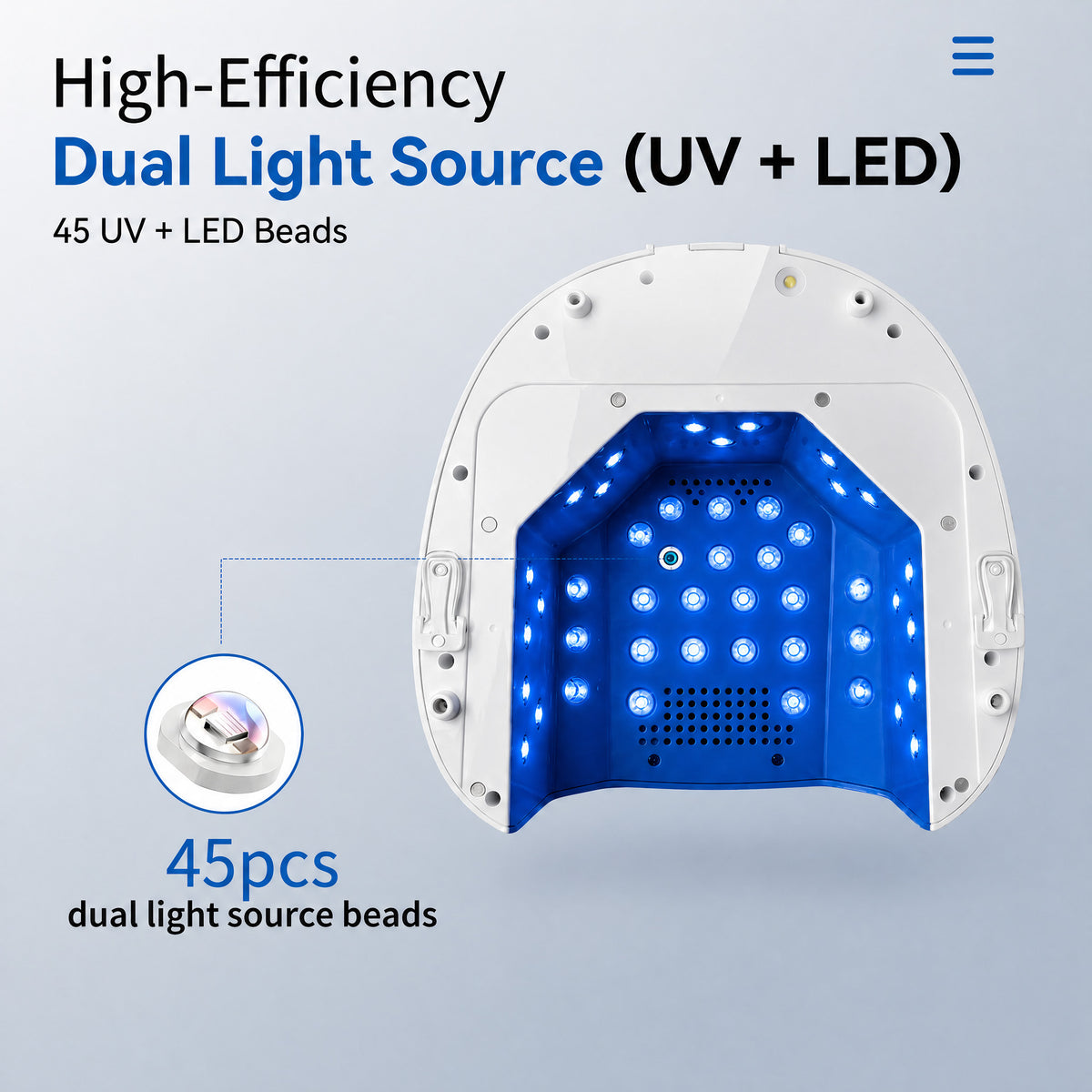 PNKVOK 126W Professional Cordless UV LED Nail Lamp, Cures Black & Dark Gel Polish Completely, Rechargeable Nail Light Dryer with 45 Dual-Wavelength Beads (365 - 405nm), 4 Timer Setting for Salon Home