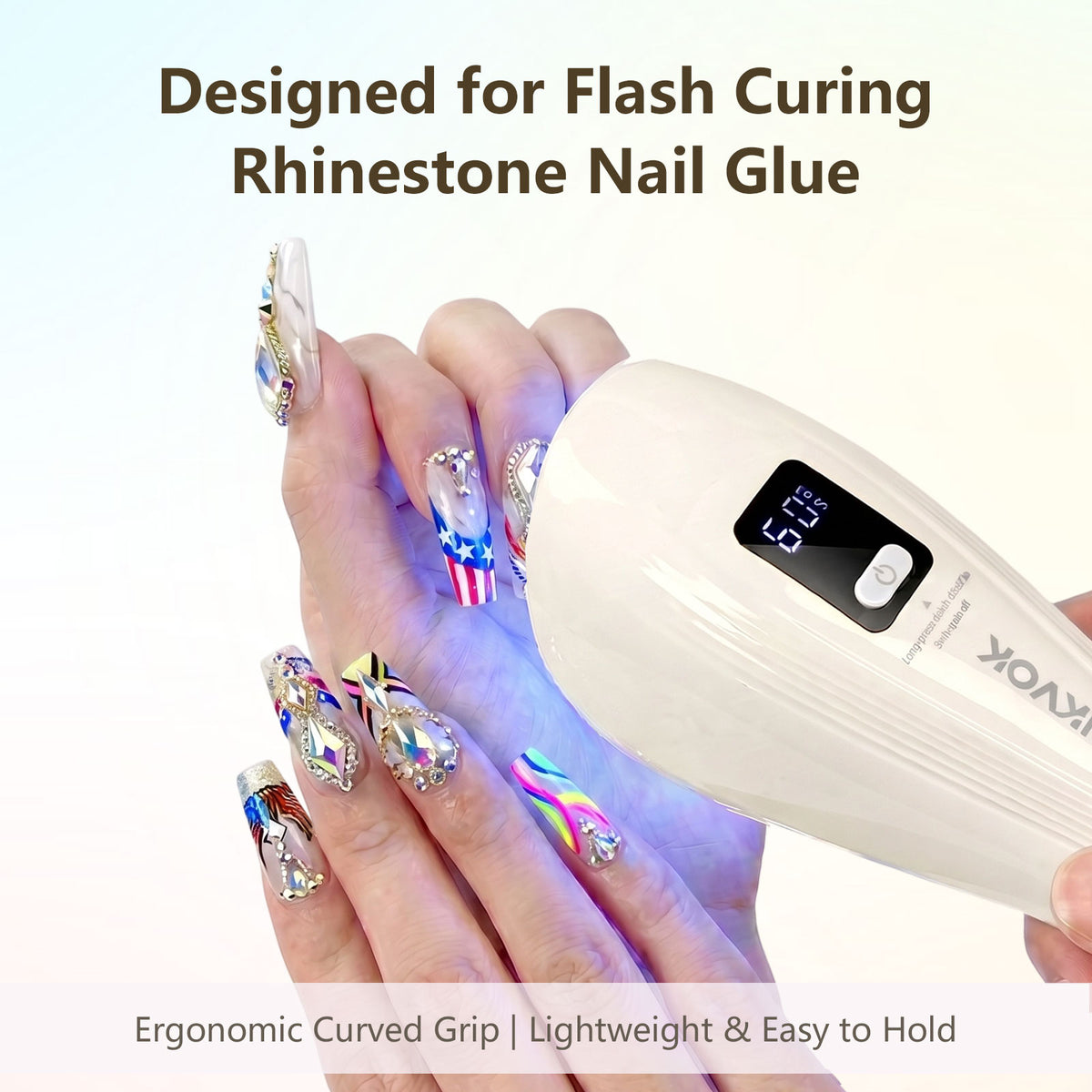 PNKVOK Handheld Auto Sensor UV LED Rechargeable Nail Dryer Mini Portable UV Lamp with LCD Display, for All Gel Nail Polish at Salon & Home DIY