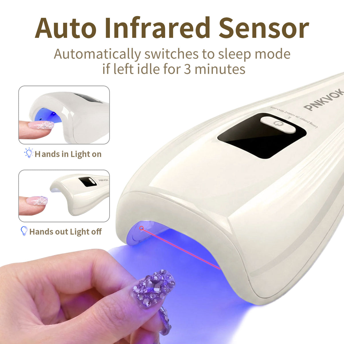 PNKVOK Handheld Auto Sensor UV LED Rechargeable Nail Dryer Mini Portable UV Lamp with LCD Display, for All Gel Nail Polish at Salon & Home DIY